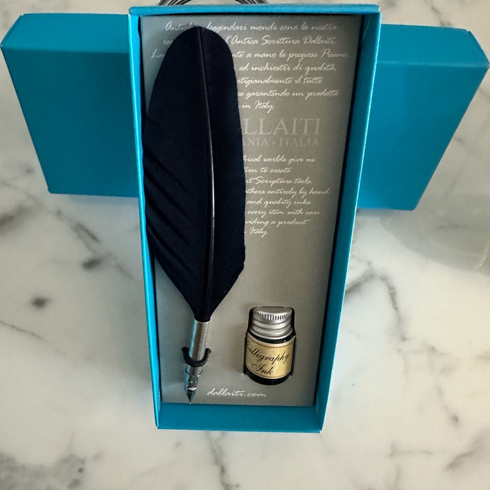 Elegant Black Feather Quill Calligraphy Set